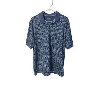 Walter Hagen Mens Floral Print Performance Golf Polo Shirt Blue Large